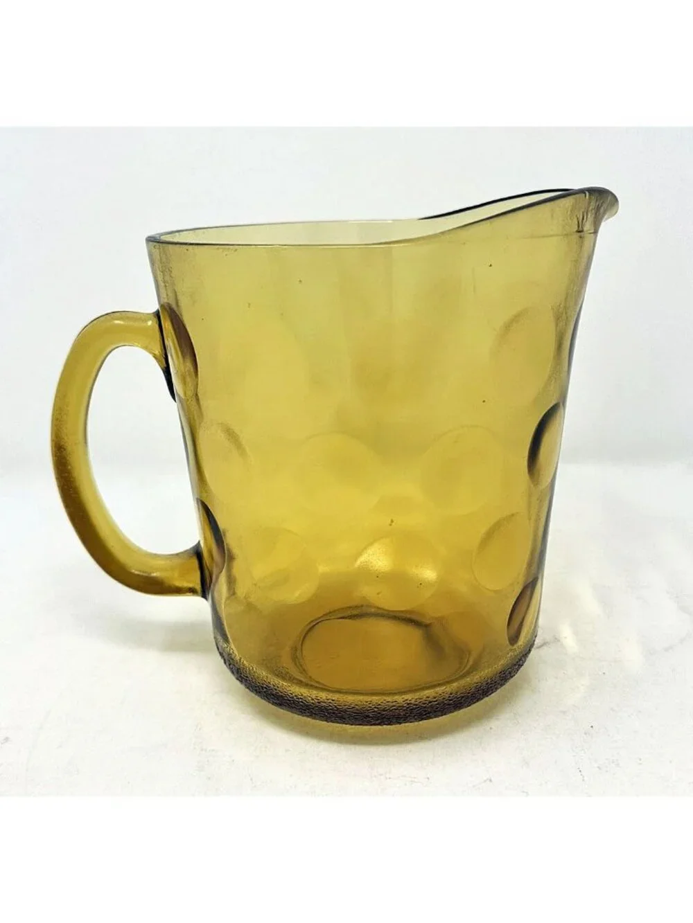 HAZEL ATLAS ELDORADO 56 oz Juice Pitcher Granada Gold Vogue Dot Thumbprint - Picture 3 of 8